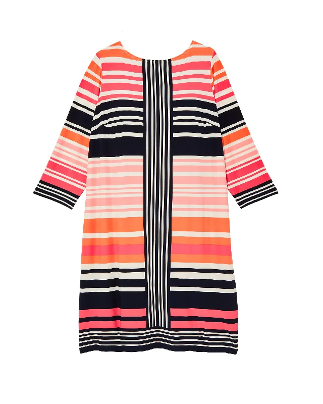 Savings Event Clover 3/4 Sleeve Shift Dress | Coral / Navy