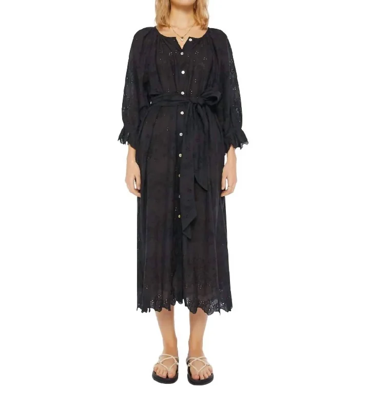 Discount Mania Eyelet Alex Midi Dress In Geranium Midnight