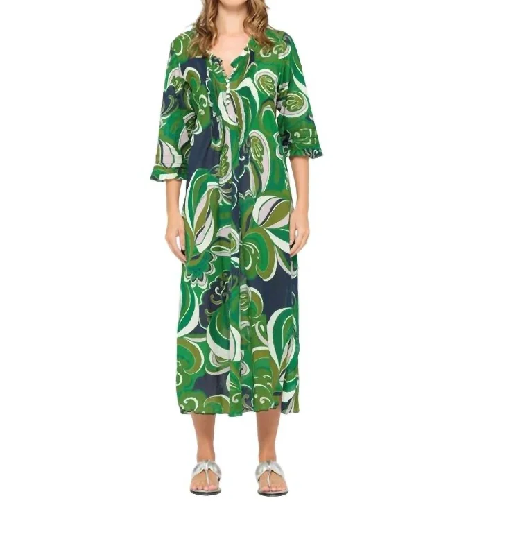 Overstock Costa Nova Long Poppy Dress In Emerald