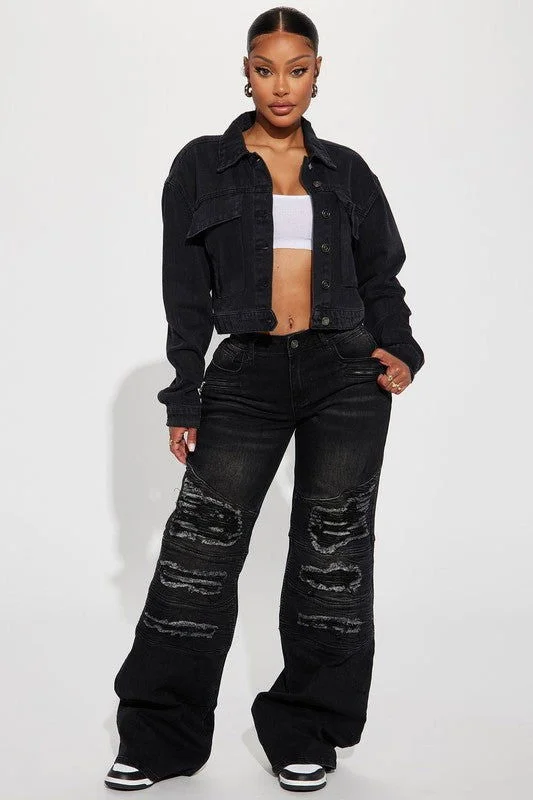 Don't Wait Black Women Fashion Denim Jacket