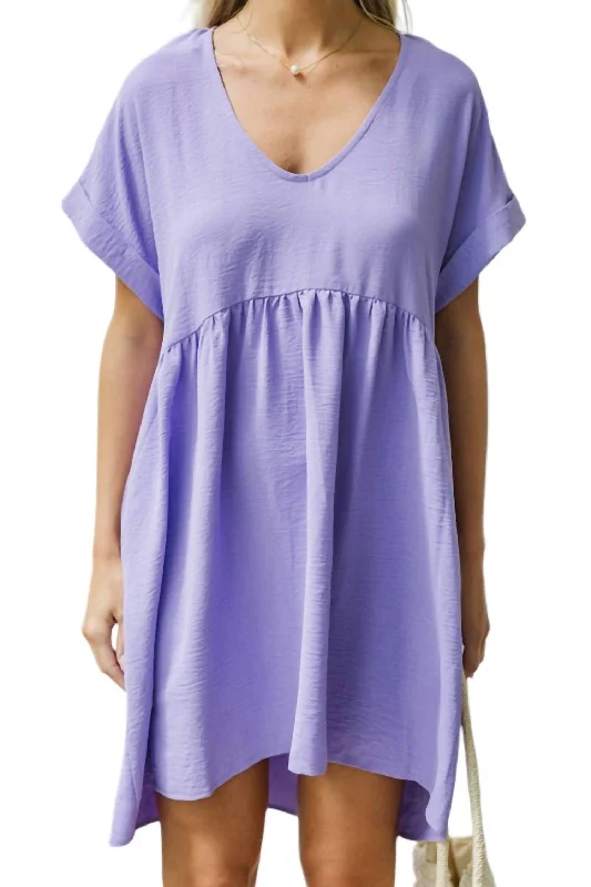 Limited Edition Bustier Babydoll Dress In Purple Fl