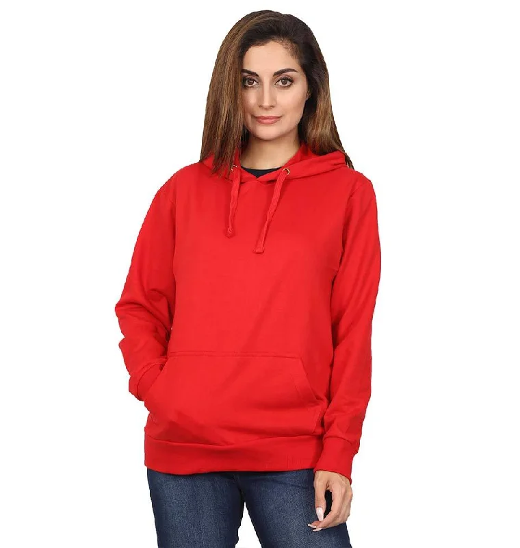 Seasonal Clearance Plain Red Hoodie Sweatshirt for Women