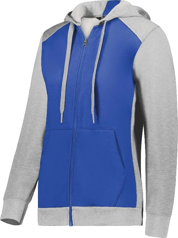 Limited Time Augusta 6901 Ladies Three-Season Fleece Full Zip Hoodie - Royal Gray Heather Limited Time Augusta 6901 Ladies Three-Season Fleece Full Zip Hoodie - Royal Gray Heather