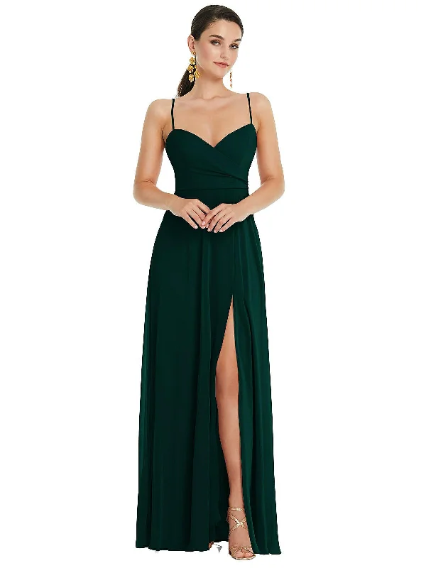 Deal Alert Adjustable Strap Wrap Bodice Maxi Dress with Front Slit