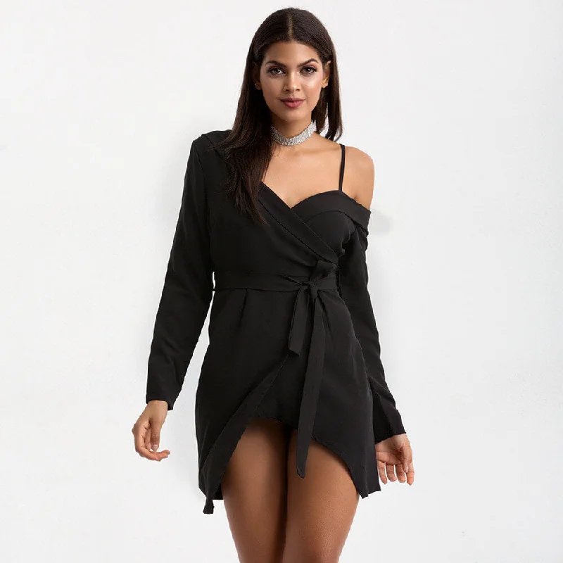 Deal Dash Cold Shoulder Wrap Short Dress