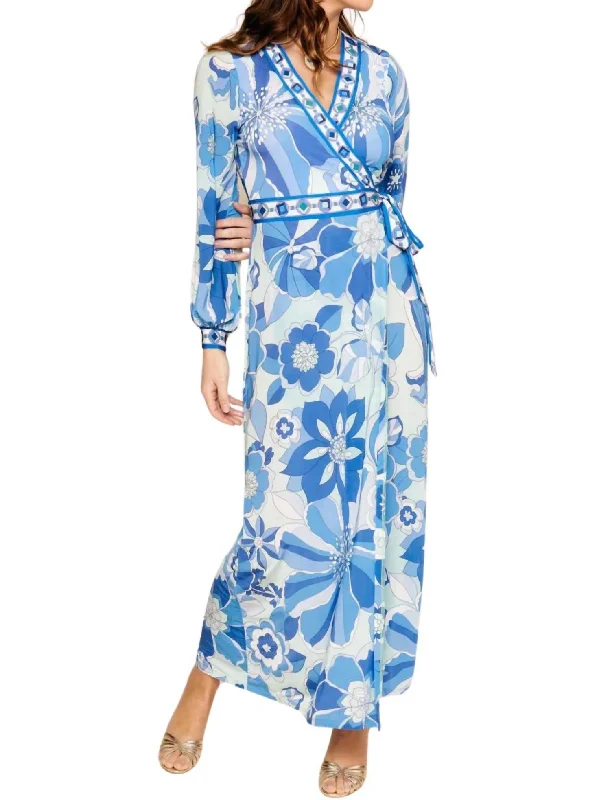 Price Drop Annora Wrap Dress In Blue