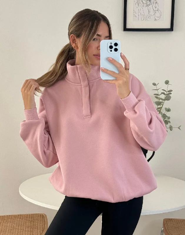Extra Discounts Snap Collar Sierra Sweatshirt in Dusty Pink