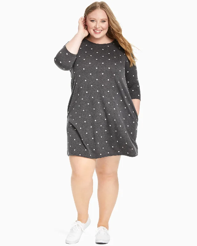 Sale Event Vita Three-Quarter Sleeve Tee Dress | Charcoal Grey / White