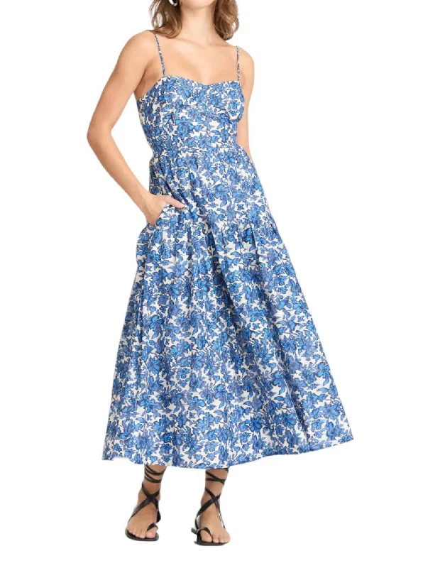 Discount Extravaganza Verona Dress In Maritime Blue Off White Multi