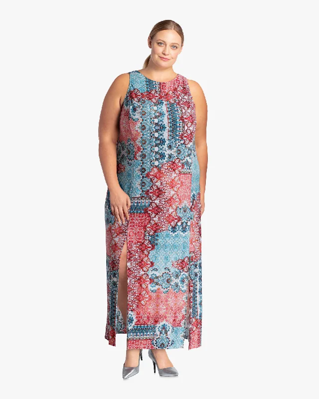 Limited Time Offer Erie Maxi Dress | Coral / Turquoise