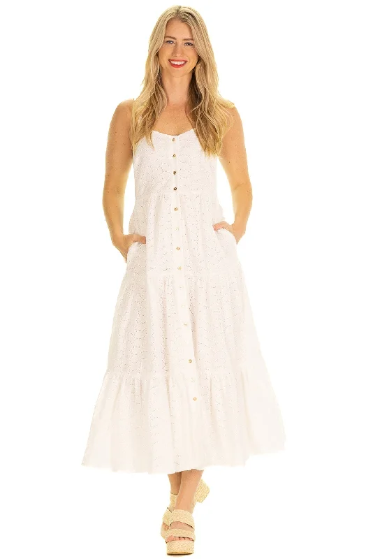 Major Savings The Duxbury Dress in White Eyelet