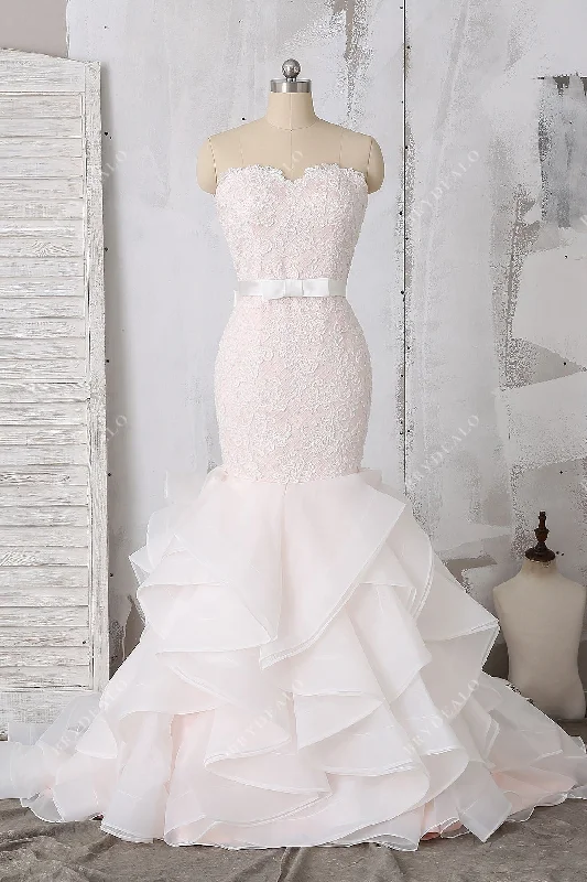 Midnight Sale Beaded Lace Ruffled Mermaid Wedding Dress