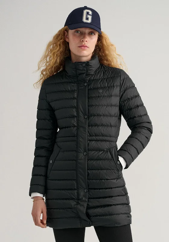 Super Deal Gant Womens Light Down Mid Length Coat, Black