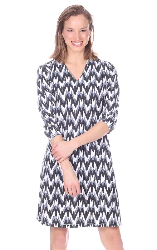 Take Advantage Maren Dress in Black & White Ikat
