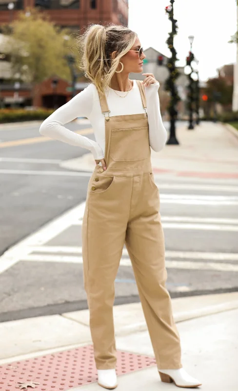 Big Discounts FINAL SALE - Feeling Confident Khaki Overalls