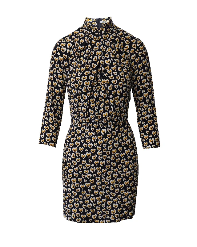 Unmissable Offer Sandro Paris Long Sleeve Mini Sheath Dress in Floral Print Viscose