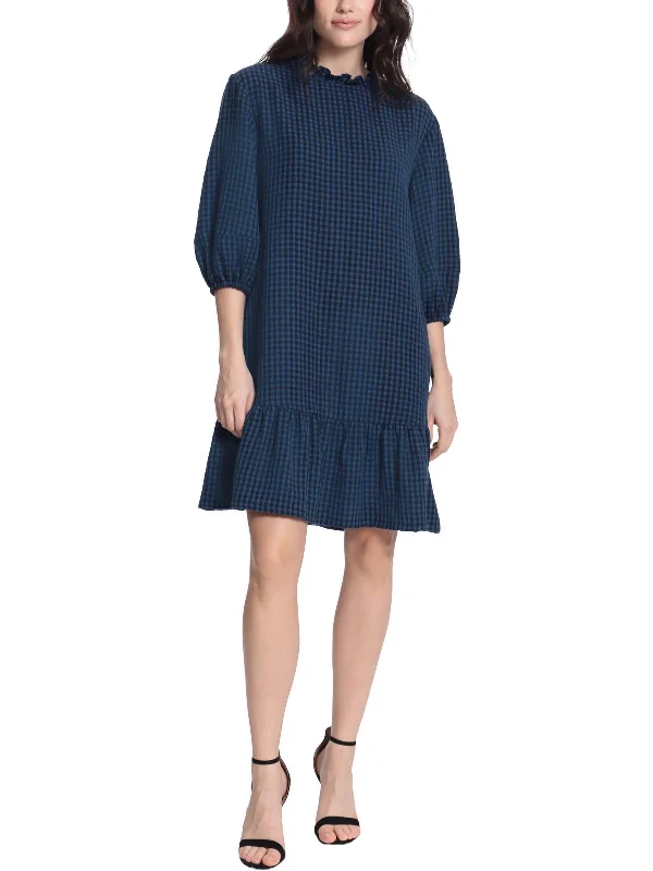 Super Bargain Womens Plaid Short Mini Dress