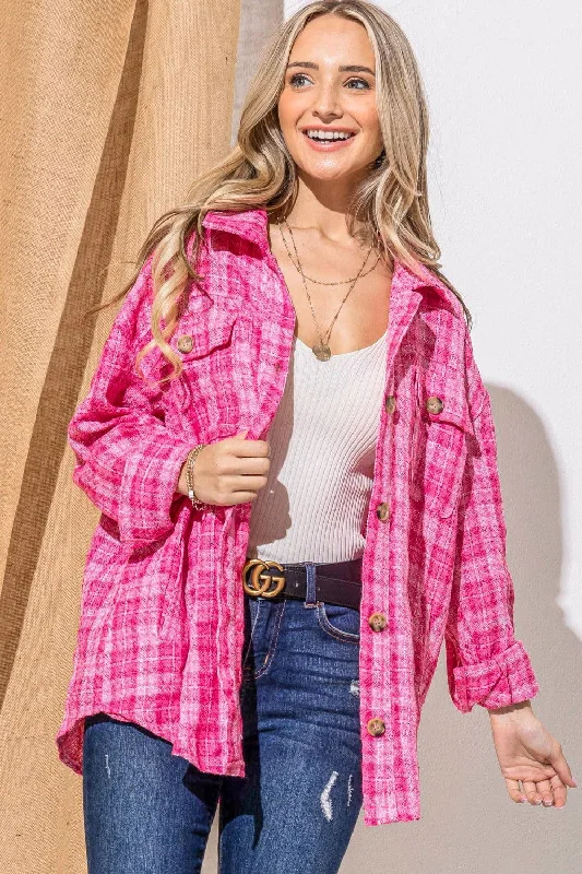 Online Specials And The Why Full Size Tweed Button Down Long Sleeve Shacket