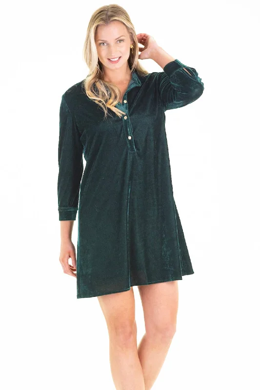 Now or Never Alexis Dress in Evergreen Velvet