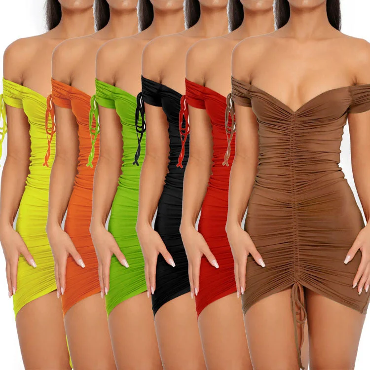 Year-End Sale Party Strapless Stretch Bodycon Ruched Dress