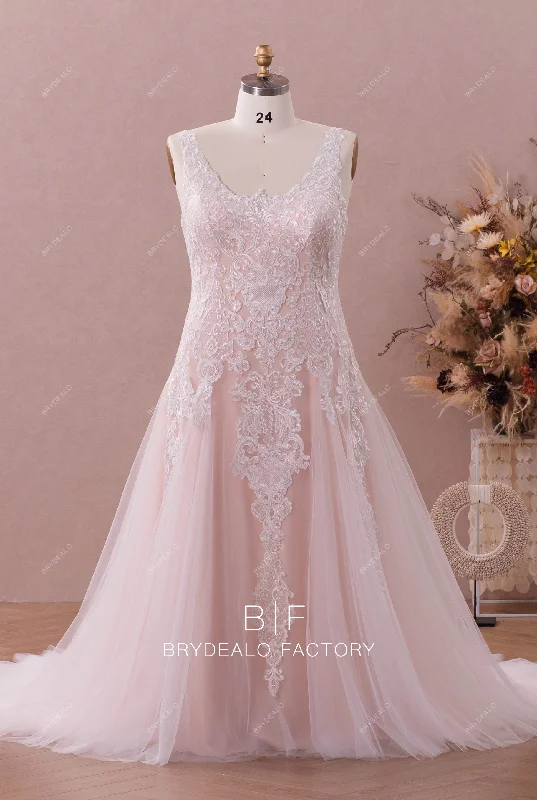 Extra Discounts Plus Size Lace Tulle Mermaid Long Wedding Dress