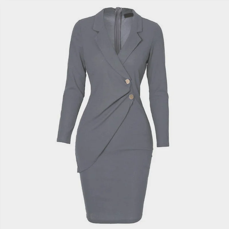 Can't Miss OL Lapel Midi Blazer Dress