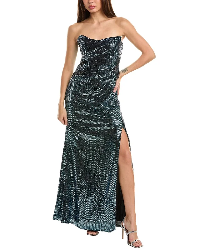 Deep Discounts Theia Skye Draped Strapless Gown