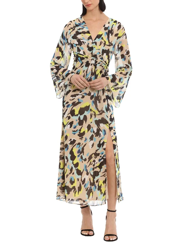 Final Markdown Womens Slit V-Neck Cocktail And Party Dress