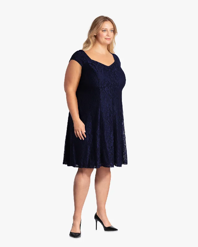 Exclusive Savings Galilee Lace Fit & Flare Dress | Navy