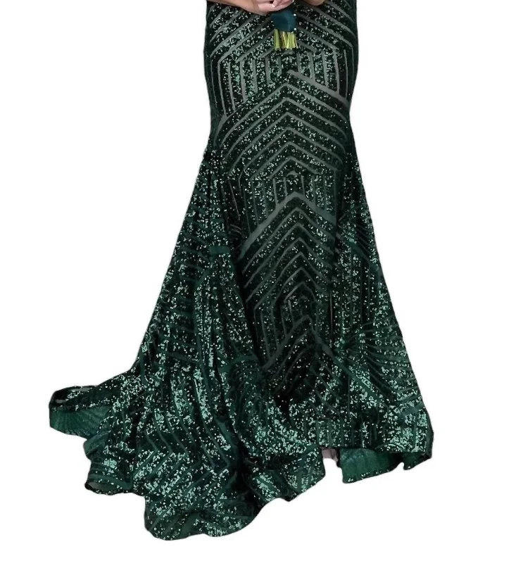 Unbeatable Prices Embellished Sexy Low V Party Dress In Hunter Green