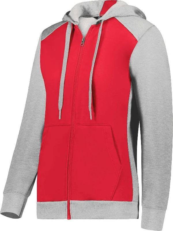 Must-Have Deals Augusta 6901 Ladies Three-Season Fleece Full Zip Hoodie - Scarlet Gray Heather