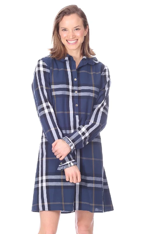 Price Smash Rhett Ruffle Dress in Navy Plaid