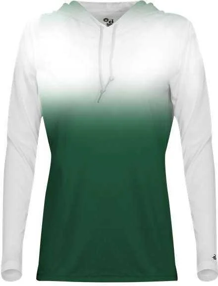 Best Seller Badger Sport 4208 Ombre Women's Hoodie Tee - White Forest
