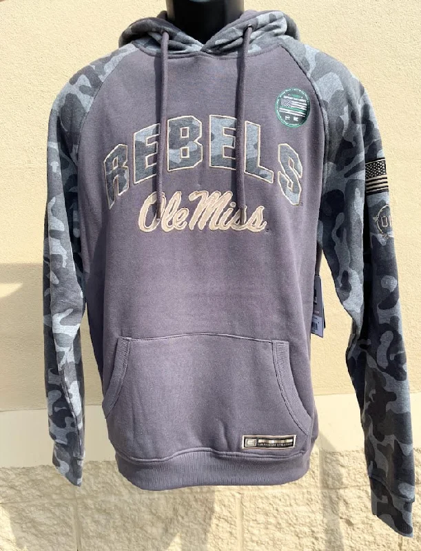 Mega Deal Men's Colosseum OTFH11325C-UM Ole Miss Aviator Hoodie Pavement/Heather Combo