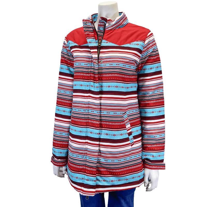 Price Reduction Womens Cowgirl Hardware Playa Serape Turquoise Nylon Jacket