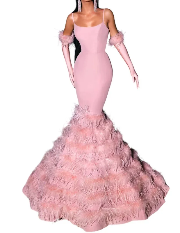 Super Sale Figure-Hugging Mermaid Style Dress In Blush