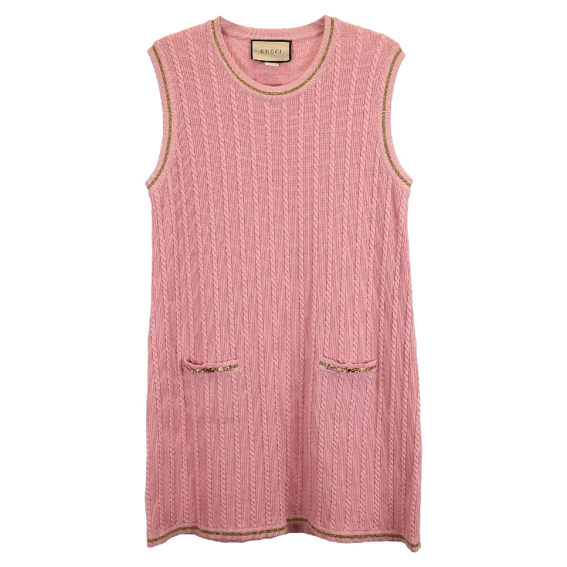 Midnight Sale Gucci Ribbed Mini Dress in Pink Wool
