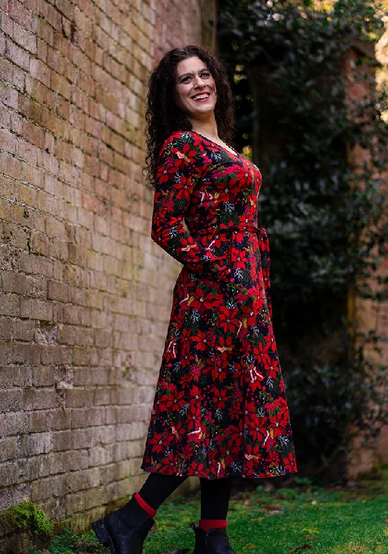 Sale Event Nea Poinsettia Fairy Print Cotton Midi Dress