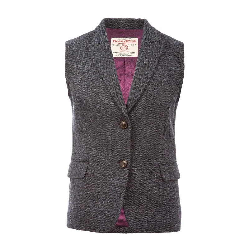 Quick Sale Women's Harris Tweed Mairi Waistcoat  Blue Herringbone