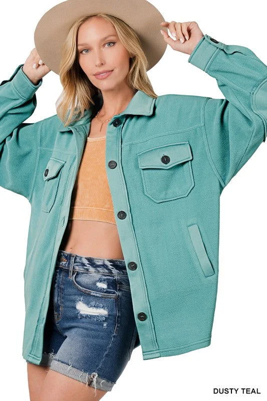 Year-End Clearance Zenana Oversized Basic Fleece Shacket