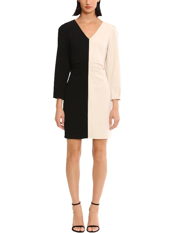 Grand Opening Sale Womens Colorblock Gathered Sheath Dress