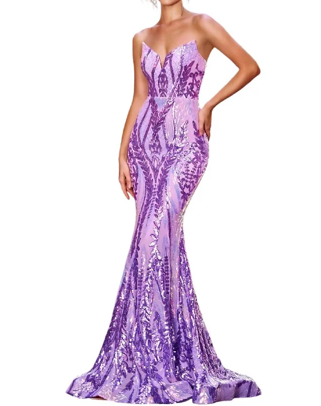 Overstock Embellished Strapless Dress In Lilac