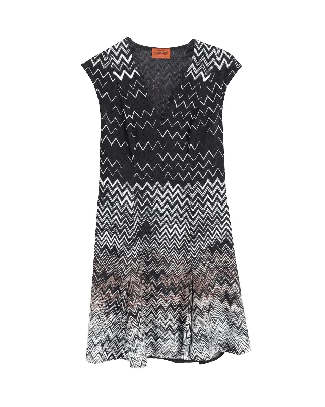 Limited Time Missoni Printed V-Neck Mini Dress in Multicolor Cupro