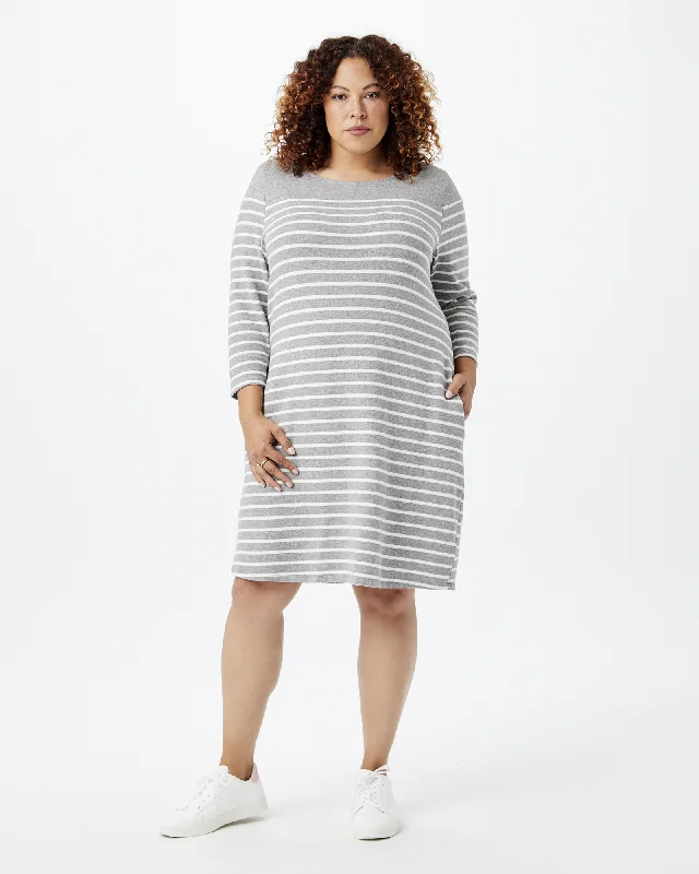 Special Price Striped Shift Dress | Light Grey / White