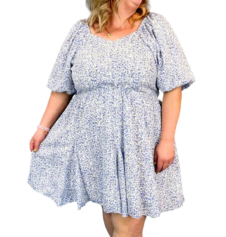Early Bird Discount Scarlett Floral Mini Dress In Blue Floral