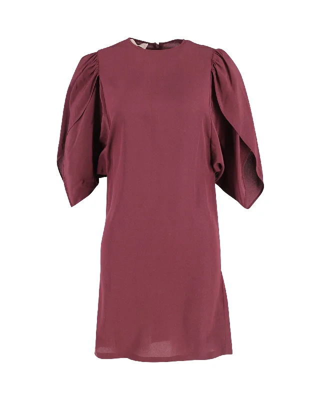 Grand Opening Sale Stella McCartney Puff-Sleeves Dress in Burgundy Silk
