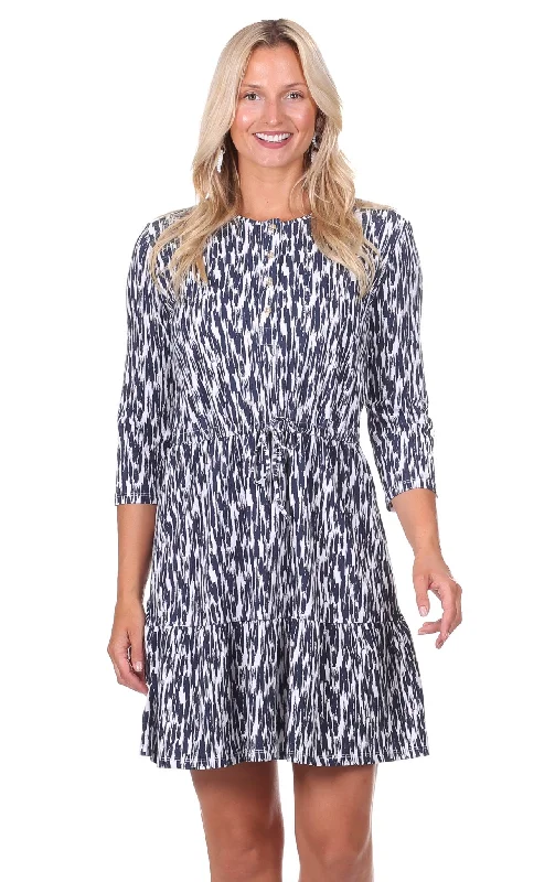 Shop and Save Stevie Dress in Navy Brush Print