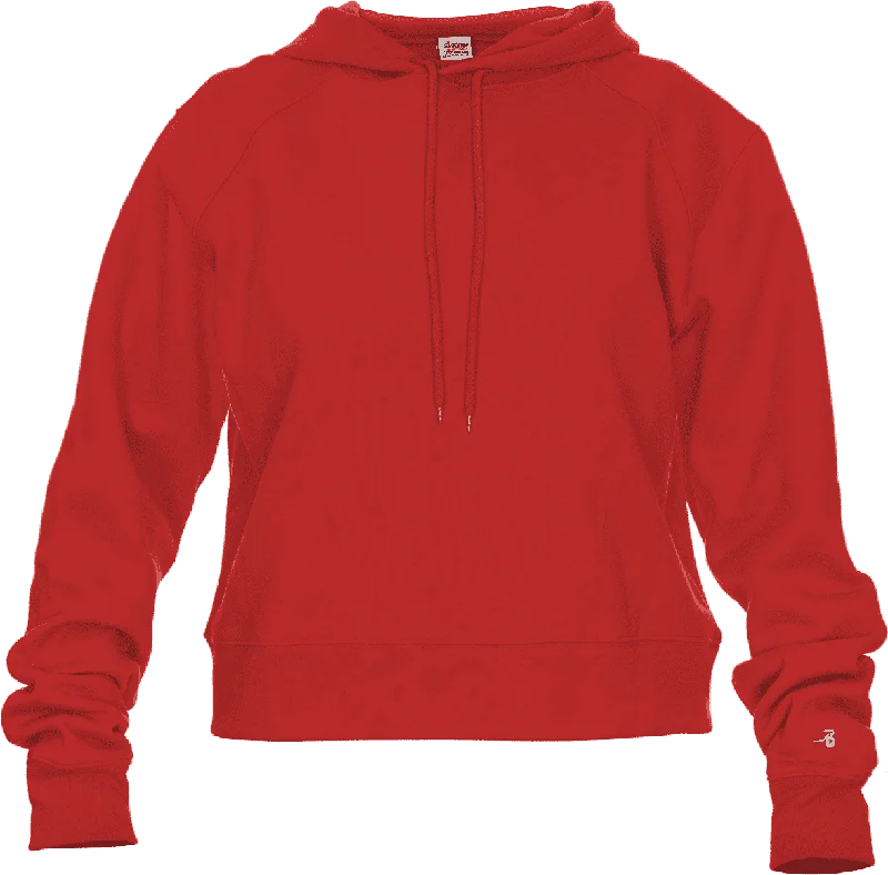Major Savings Badger Sport 1261 Athletic Fleece Women's Crop Hoodie - Red