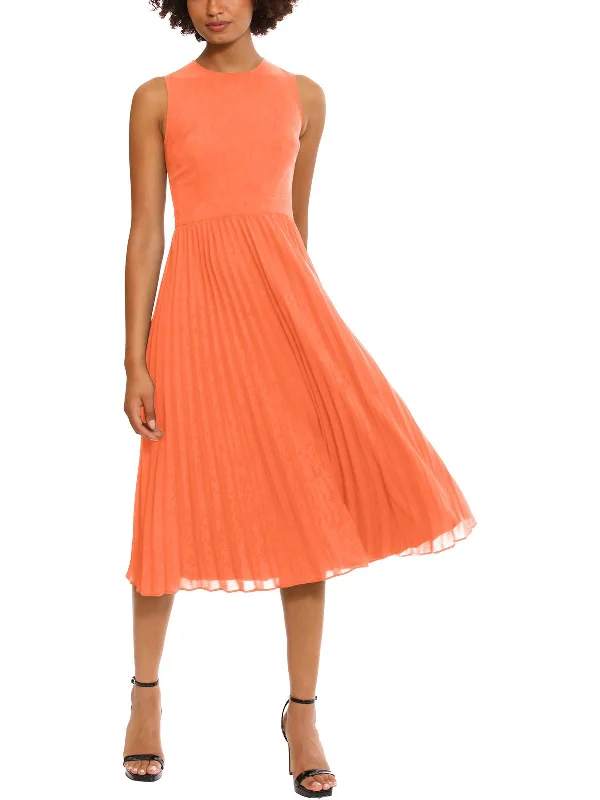 Huge Discounts Womens Pleated Sleeveless Sheath Dress