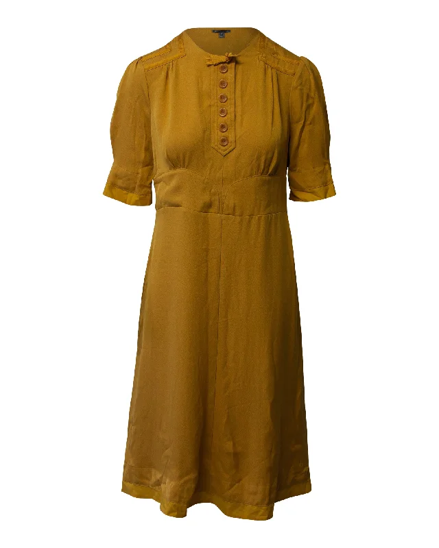 Final Clearance Marc Jacobs Vintage Style Dress in Yellow Mustard Silk